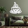 SIGNLEADER Metal Wall Clock Wall Art Decor, Steaming Coffee Cup Wall Sculpture Clock Silent Battery Operated Hangings Home Decoration for Living Room, Bedroom, Kitchen, Bathroom - 30" White view 1