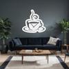 SIGNLEADER Metal Wall Clock Wall Art Decor, Steaming Coffee Cup Wall Sculpture Clock Silent Battery Operated Hangings Home Decoration for Living Room, Bedroom, Kitchen, Bathroom - 30" White view 2