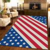 7x10 Large Area Rugs American Simple Stars Area Rug for Living Room, Red Striped Flag Lovers Modern Rug with Double Sided Carpet Tape for Bedroom Men Room Decor view 3