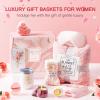 Birthday Gifts for Women Self Care Get Well Soon Gift Baskets, Rose Relaxing Spa Gift Basket Care Package w/ Luxury Flannel Blanket, Unique Valentines Day Gifts for Mom Her Friend Sister Wife Grandma view 4