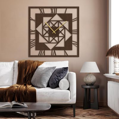 SIGNLEADER Metal Wall Clock Wall Art Decor, Modern Geometric Square Wall Sculpture Clock Silent Battery Operated Hangings Home Decoration for Living Room, Bedroom, Kitchen, Bathroom - 36" Bronze
