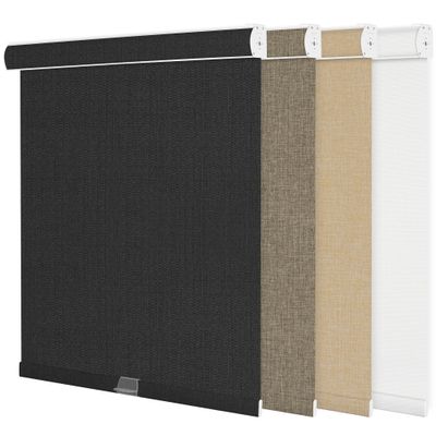 Sulugood Blackout Roller Shades for Windows Cordless Roller Blinds Linen Fabric Room Darkening Shades with Cassette Valance Thermal Insulated Window Shades for Home Door.Black,41" W x 84" H