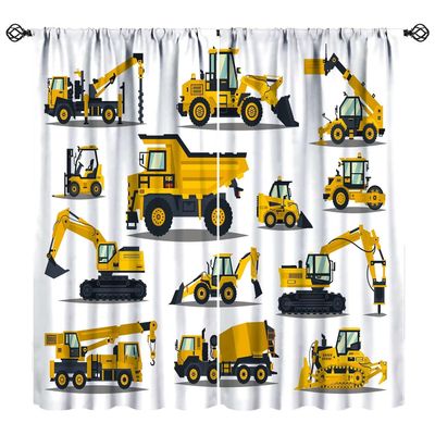 BAEKJIN Kids Truck Curtains for Boys Teens Bedroom Cartoon Construction Car Excavator Truck Bulldozer Tractor Blackout Rod Pocket Window Drapes Treatment for Living Room Home Decor W42xL84in 2 Panels