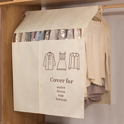 Garment Storage Bags Soft High Capacity Bottomless Clear Garment Bag for Closet Storage Hanging Clothes, Shirts, Coats, Dresses (Color : Beige, Size : 150x120cm)