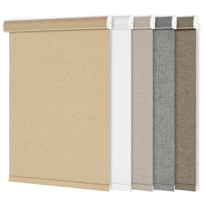 Sulugood Blackout Roller Shades for Windows Cordless Roller Blinds Linen Fabric Room Darkening Shades with Cassette Valance Thermal Insulated Window Shades for Home Door.Beige.30.5" Wx64 H