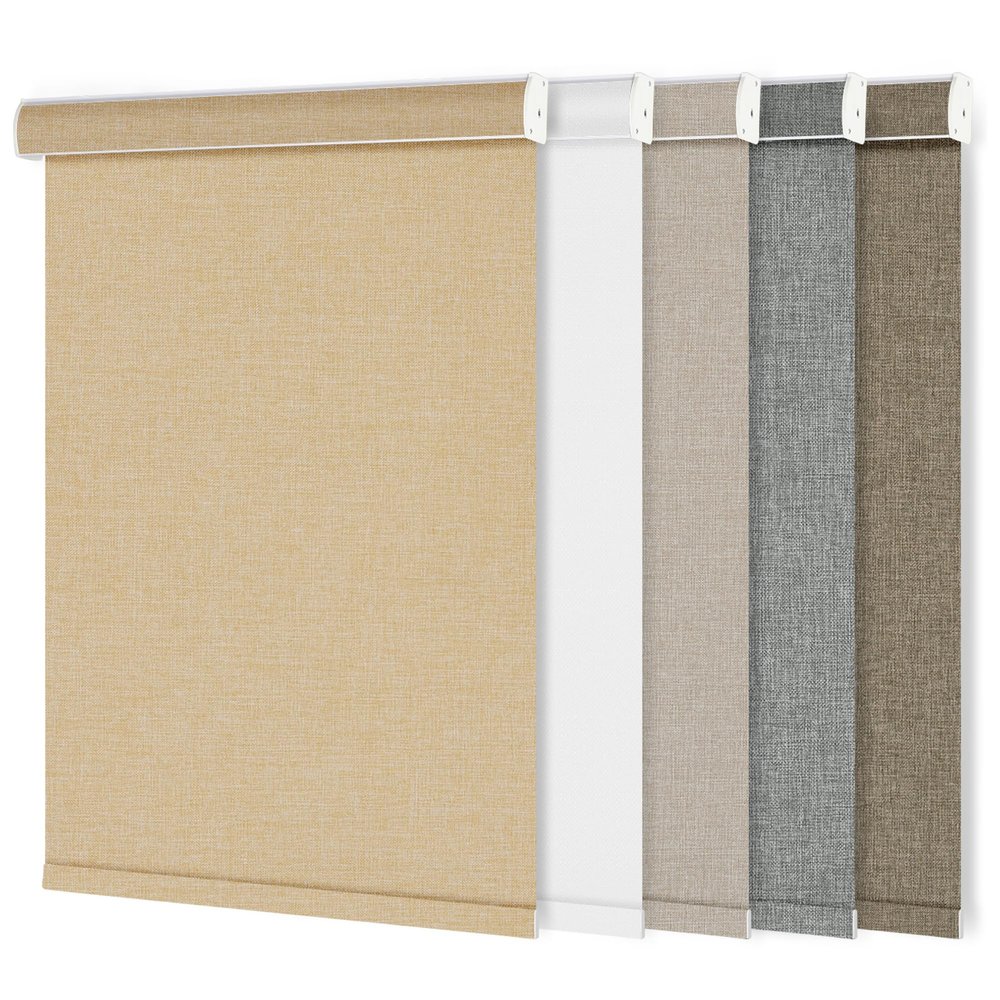 Sulugood Blackout Roller Shades for Windows Cordless Roller Blinds Linen Fabric Room Darkening Shades with Cassette Valance Thermal Insulated Window Shades for Home Door.Beige.30.5" Wx64 H