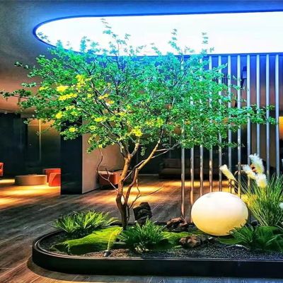 ESRADA Artificial Japanese Bell Tree, Fake Trees,Tall Fake Plants Faux Tree for Home Decor Indoor Outdoors Green 0.8m/31.5in