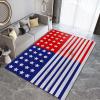 2x4 Runner Rugs Red and Blue Spliced Star Flag Fit Under Door Rugs for Entryway, Retro American Style Wooden Flag Kitchen Runner Rug Soft Non Slip Washable for Sink Entryway Hallways Indoor view 2