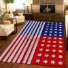 2x4 Runner Rugs Red and Blue Spliced Star Flag Fit Under Door Rugs for Entryway, Retro American Style Wooden Flag Kitchen Runner Rug Soft Non Slip Washable for Sink Entryway Hallways Indoor view 3