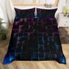 Manfei Rose Blue Checkered Duvet Cover Set Twin Size, Geometric Grid Plaid Bedding Cover, Women Men Room Decor, Modern Abstract Check Black Square Bed Sets for All Season, 1 Pillowcase, No Comforter view 1