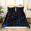 Manfei Rose Blue Checkered Duvet Cover Set Twin Size, Geometric Grid Plaid Bedding Cover, Women Men Room Decor, Modern Abstract Check Black Square Bed Sets for All Season, 1 Pillowcase, No Comforter view 3