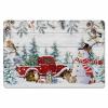 Blue Snowman Kitchen Bath Door Mat Cushioned Runner Rug,Washable Welcome Floor Sink Antifatigue Mat,Waterproof & Non-Slip Comfort Standing Doormat,Christmas Farmhouse Red Truck Pinecone 20"x39" view 1