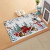 Blue Snowman Kitchen Bath Door Mat Cushioned Runner Rug,Washable Welcome Floor Sink Antifatigue Mat,Waterproof & Non-Slip Comfort Standing Doormat,Christmas Farmhouse Red Truck Pinecone 20"x39" view 2