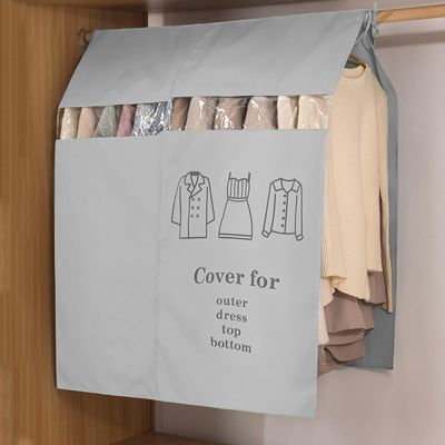 Garment Storage Bags Soft High Capacity Bottomless Clear Garment Bag for Closet Storage Hanging Clothes, Shirts, Coats, Dresses (Color : Gray, Size : 90x120cm)