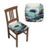 NONHAI 4 PCS Chair Covers Seat Set Marine Pattern Elastic Dining Chair Cover Washable Chair Seat Protector Soft Removable Stretch Slipcover for Dining Chairs Covers view 1