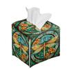 GLUDEAR Tissue Box Cover Gorgeous Geometric Modern Square PU Leather Facial Paper Case Organizer Holder Decorative for Bathroom Desk Car,Gold Dragonfly view 2