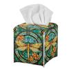 GLUDEAR Tissue Box Cover Gorgeous Geometric Modern Square PU Leather Facial Paper Case Organizer Holder Decorative for Bathroom Desk Car,Gold Dragonfly view 3