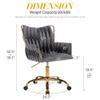 KCC Modern Velvet Home Office Desk Chair with Hand Woven Backrest, Upholstered Adjustable Makeup Vanity Chair with Armrest and Golden Metal Base with Wheels for Living Room Bedroom Study(Gray) view 3