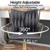KCC Modern Velvet Home Office Desk Chair with Hand Woven Backrest, Upholstered Adjustable Makeup Vanity Chair with Armrest and Golden Metal Base with Wheels for Living Room Bedroom Study(Gray) view 4