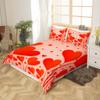jejeloiu Heart Love Bedding Set Full Size Couple Valentine's Day Comforter Cover Set for Girls Women Lover Romantic Love Hearts Duvet Cover Pink Red Bedspread Cover Room Decor view 2