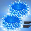 JMEXSUSS 2 Pack 100 LED Blue and White Christmas Lights, 33ft 8 Modes Christmas String Lights Indoor Outdoor, Clear Wire Plug in Twinkle Light for Xmas Bedroom Party Decorations view 1
