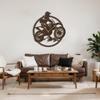 SIGNLEADER Metal Wall Clock Wall Art Decor, Adventure Motorcycle Wall Sculpture Clock Silent Battery Operated Hangings Home Decoration for Living Room, Bedroom, Kitchen, Bathroom - 36" Bronze view 3
