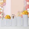 CeRaBuRET Cylinder Metal Pedestal Stand Risers Set, White Cylinder Pedestal Stands, Lightweight & Durable Metal Material, 5 Set Of Decorative Columns For Weddings, Parties view 4
