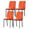 Faux Leather Dining Chairs Set of 4, Modern Upholstered Kitchen Chairs Armless Accent Side Chairs with Metal Legs,High Back Lounge Chair for Living Room/Dinning Room(38x50x86cm(15x20x34inch), Orange) view 1