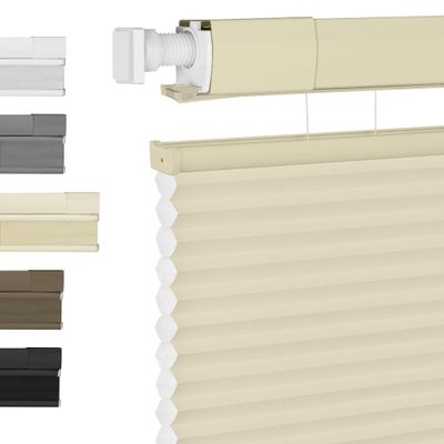 BERISSA Top Down Bottom Up Cordless Cellular Shades No Tools No Drill Blinds for Windows Shades for Indoor Windows Easy to Install,67" W x 56" H (Light Filtering) Beige