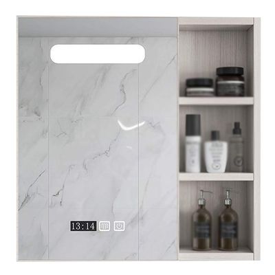 LED Illuminated Bathroom Mirror Cabinet,Wall Mounted Stainless Steel Storage Cupboard with Light Tough Switch,One Click Defogging,Black,Silver. (Silver 70cm)