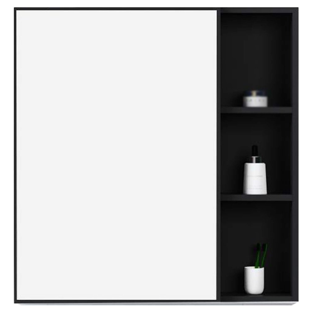Bathroom Mirror Cabinet,Wall Mounted Medicine Cabinet,Space Aluminum Storage Cabinet,for Large,Medium and Small Apartment,Kitchen,Bedroom., 60x65cm (Black 60x65cm)