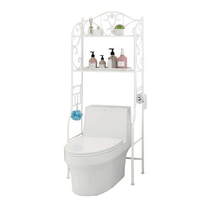 Over Toilet Bathroom Storage Rack,Freestanding Shelf Organizer,Toilet Rack with Toilet Paper Rack,Black,White,Golden. (White 2 Tier)