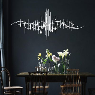 Geometric Metal Wall Art, Modern Luxury Style Metal Wall Art, Abstract Metal Wall Art, Metal Irregular Wall Hanging, Luxury Style Wall Sculpture, Modern Entryway Decor, Living Room Wall Decor (47"x20",White)