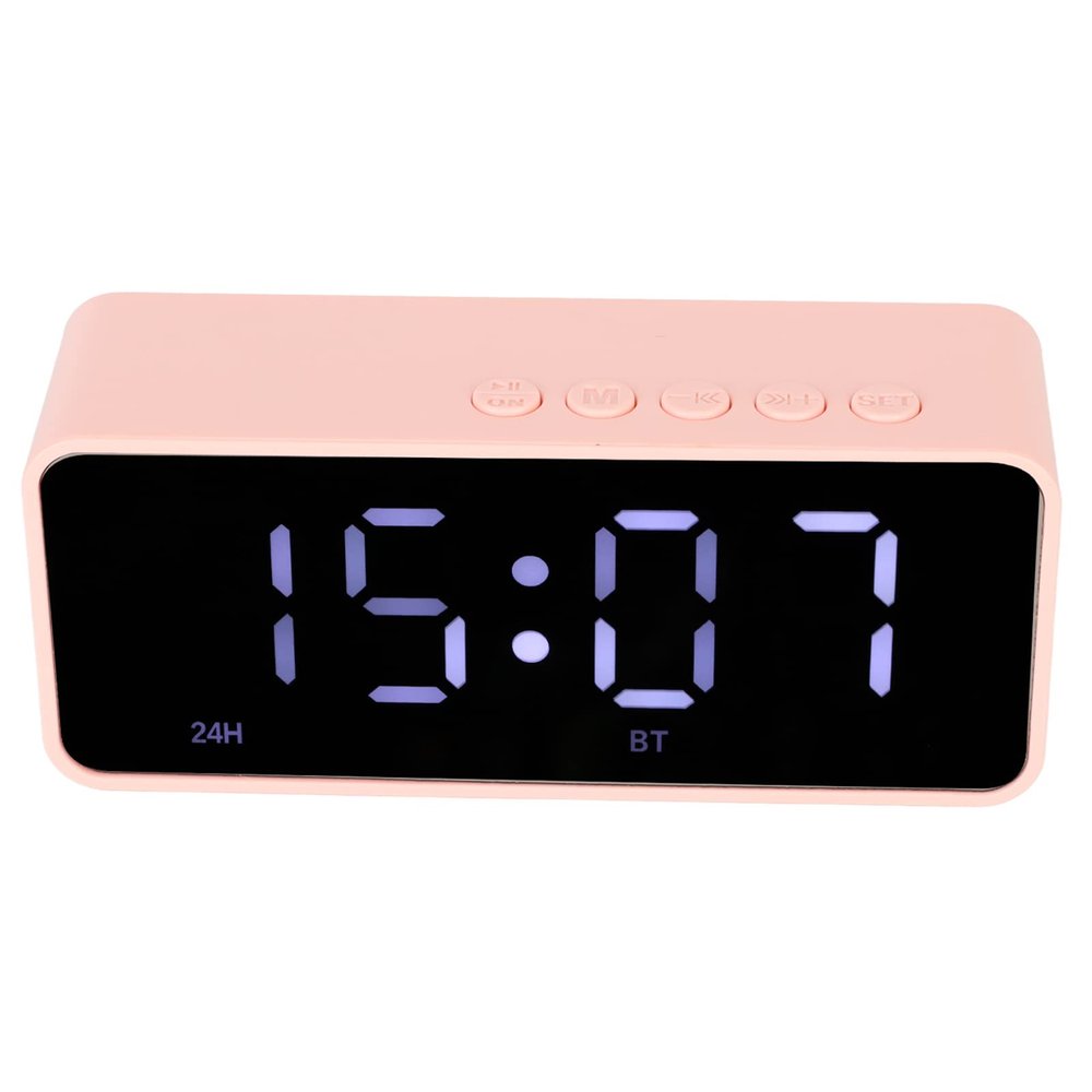 HUAOSN Alarm Clock for Bedroom, USB Charging Mirror Alarm Clock with 5.0 Bt, Portable Digital Alarm Clock Speaker, Bt Speaker, Ideal Gift for Kids, Heavy Sleepers, Elders
