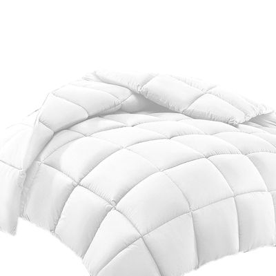 Jenylinen 100% Cotton All-Season Comforter - Box Stitched Comforter - Bedding with Corner Tabs Machine Washable Lightweight Color White Solid Pattern Size Oversized King (120"x98")