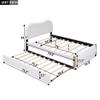 ACQCA Full Size Bed Frame with Trundle,Upholstered Platform Bed W/Headboard,Wood Supporting Feet,No Box Spring Needed,for Kid Boy Girl Teen,White view 2