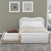 ACQCA Full Size Bed Frame with Trundle,Upholstered Platform Bed W/Headboard,Wood Supporting Feet,No Box Spring Needed,for Kid Boy Girl Teen,White view 3