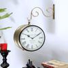 CRAFTS MAJESTY Vintage Clock Handcrafted Double Sided Railway Style Iron Wall Clock Metal Analog Double Sided Railway Station Hanging Clock for Living Room Home, Standard, CM011 view 1