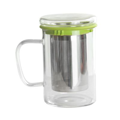 Ciieeo Glass Tea Cup with Stainless Steel Infuser Clear Water Mug for Home Office Green Temperature Resistant from for Loose Leaf Tea Brewing