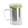 Ciieeo Glass Tea Cup with Stainless Steel Infuser Clear Water Mug for Home Office Green Temperature Resistant from for Loose Leaf Tea Brewing view 1