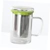 Ciieeo Glass Tea Cup with Stainless Steel Infuser Clear Water Mug for Home Office Green Temperature Resistant from for Loose Leaf Tea Brewing view 4