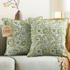 CPC 100% Cotton Throw Pillow Covers 20x20 Inch, Set of 2 Green Block Print Pattern Couch Pillow, Cute Boho Decorative Pillows for Living Room, Bedroom with Hidden Zipper- Agate Green view 1