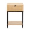 Set of 2 Nightstand with Rattan Drawer, End Table with Bottom Shelf, Modern Side Collection for Bedroom Living Room Office view 3
