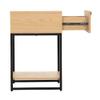 Set of 2 Nightstand with Rattan Drawer, End Table with Bottom Shelf, Modern Side Collection for Bedroom Living Room Office view 4