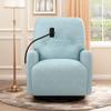 270 Degree Swivel Electric Recliner Home Theater Seating Single Reclining Sofa Rocking Motion Recliner with a Phone Holder for Living Room, Blue view 1