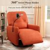 270 Degree Swivel Electric Recliner Home Theater Seating Single Reclining Sofa Rocking Motion Recliner with a Phone Holder for Living Room, Orange view 3