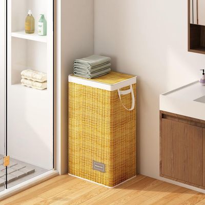 Full Fabric Laundry Basket with Lid, Large Laundry Hamper with Handle Removable Bag, Collapsible Clothes Hamper Organize, For Change of Clothes Toys Towels