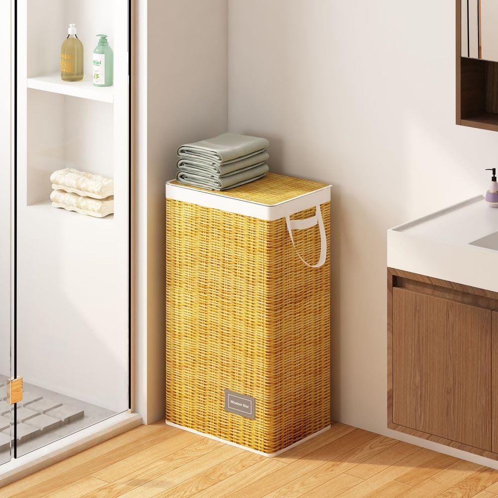 Full Fabric Laundry Basket with Lid, Large Laundry Hamper with Handle Removable Bag, Collapsible Clothes Hamper Organize, For Change of Clothes Toys Towels
