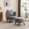 30.7" Wide Accent Chair with Ottoman Armchair Upholstered Reading Chair Single Sofa with Wooden Leg and Throw Pillow for Living Room Bedroom Dorm Room Office, Taupe Polyester Blend view 1