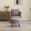 30.7" Wide Accent Chair with Ottoman Armchair Upholstered Reading Chair Single Sofa with Wooden Leg and Throw Pillow for Living Room Bedroom Dorm Room Office, Taupe Polyester Blend view 4